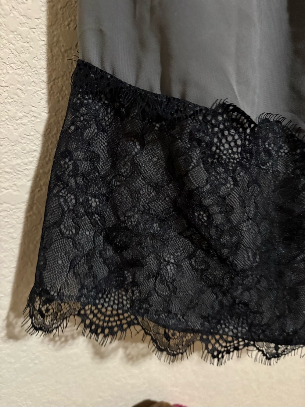 LC Lauren Conrad Gray Mini Skirt with Black Lace Hem - Picture 4 of 4